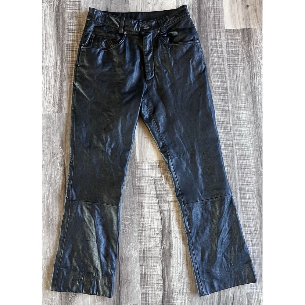 Wilsons Maxima Womens Size 10 Black Leather Pants High Waist Straight Leg